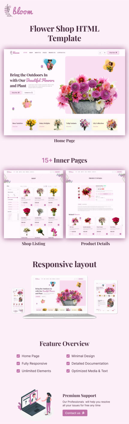 Bloom - Template HTML Situs Web Toko Bunga - Fitur Gambar 1