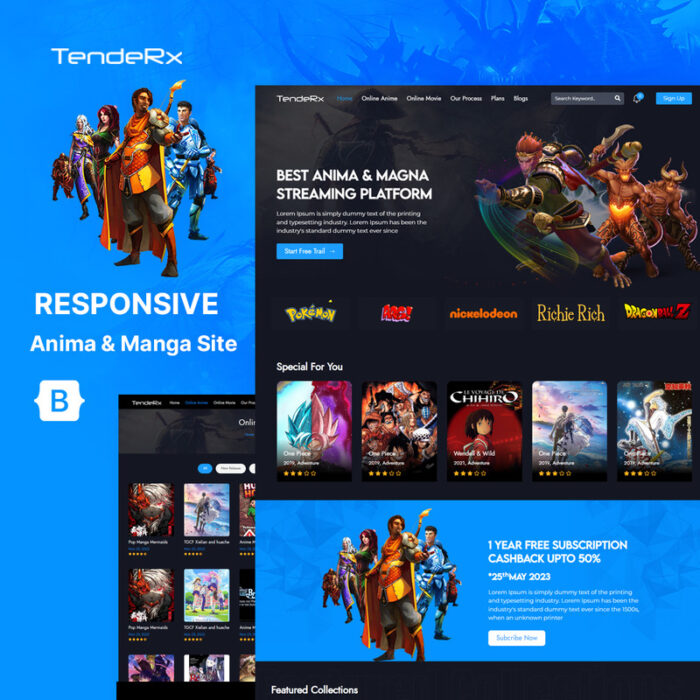 Tendex - Template Situs Web HTML5 Anime dan Manga - Fitur Gambar 1