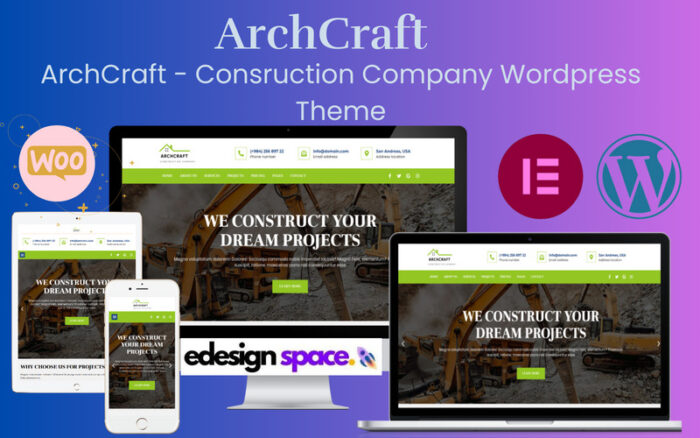 ArchCraft - Tema Wordpress Perusahaan Konstruksi - Fitur Gambar 1