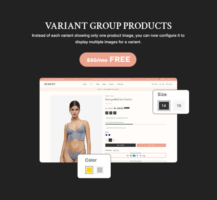 Bebrief - Lingerie & Bikini, Toko Mode Pakaian Dalam Tema Responsif Shopify 2.0 Serbaguna - Fitur Gambar 12