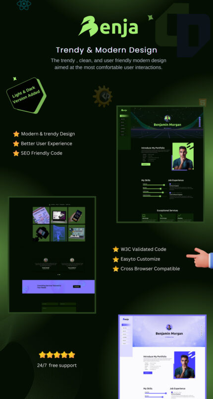 Benja - Template HTML Portofolio & Resume Modern | Minimal, Responsif - Fitur Gambar 1