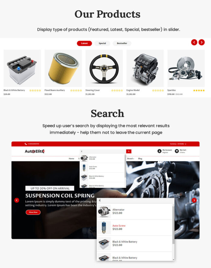 Autoelite - Template Opencart untuk Penjual Mobil, Motor, dan Suku Cadang Mobil - Fitur Gambar 3