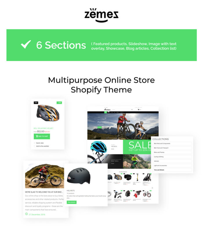 Tema eCommerce Shopify Responsif Bersepeda - Fitur Gambar 1