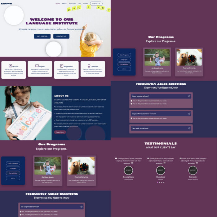 Krown MultiPurpose- Landing Page Template - Paket berisi 4 template, 2 varian unik dan 2 varian warna - Fitur Gambar 1