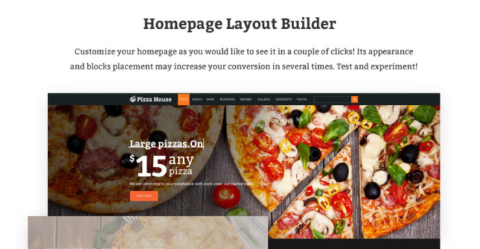 Pizza House - Restoran Pizza Dengan Sistem Pemesanan Online Template OpenCart - Fitur Gambar 4