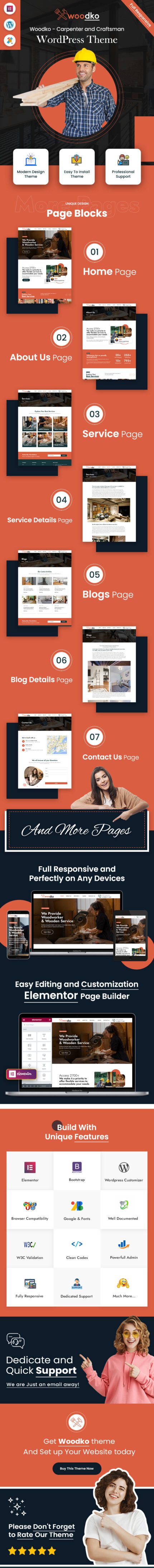 Tema WordPress Woodko - Carpenter and Craftsman - Fitur Gambar 1