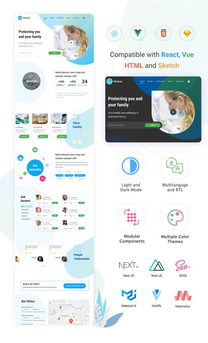 Lumedic - React Vue HTML Sketch Template Halaman Arahan Medis dan Layanan Kesehatan - Fitur Gambar 1