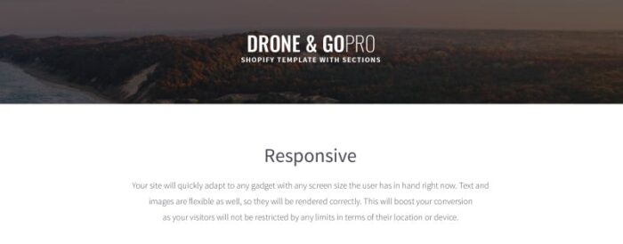 Tema Shopify Toko Drone - Fitur Gambar 1