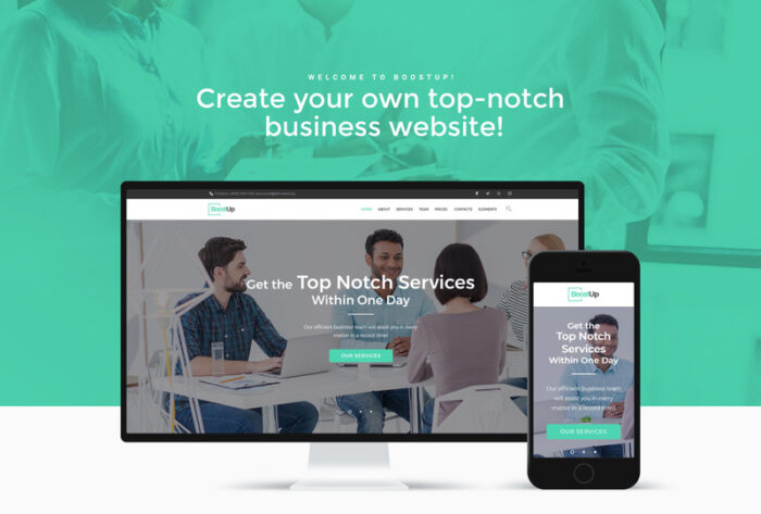 Tema WordPress Konsultasi Bisnis BoostUp - Fitur Gambar 1