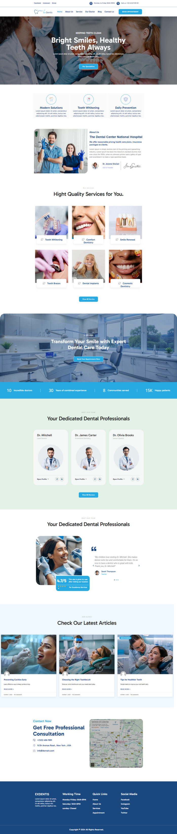 Tema WordPress Elementor Exdentis Dantcare dan Klinik Gigi - Fitur Gambar 1