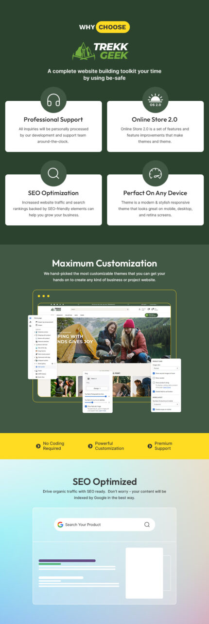 Trekk Geek - Toko Petualangan Trekking & Berkemah Tema Responsif Shopify 2.0 Serbaguna - Fitur Gambar 1