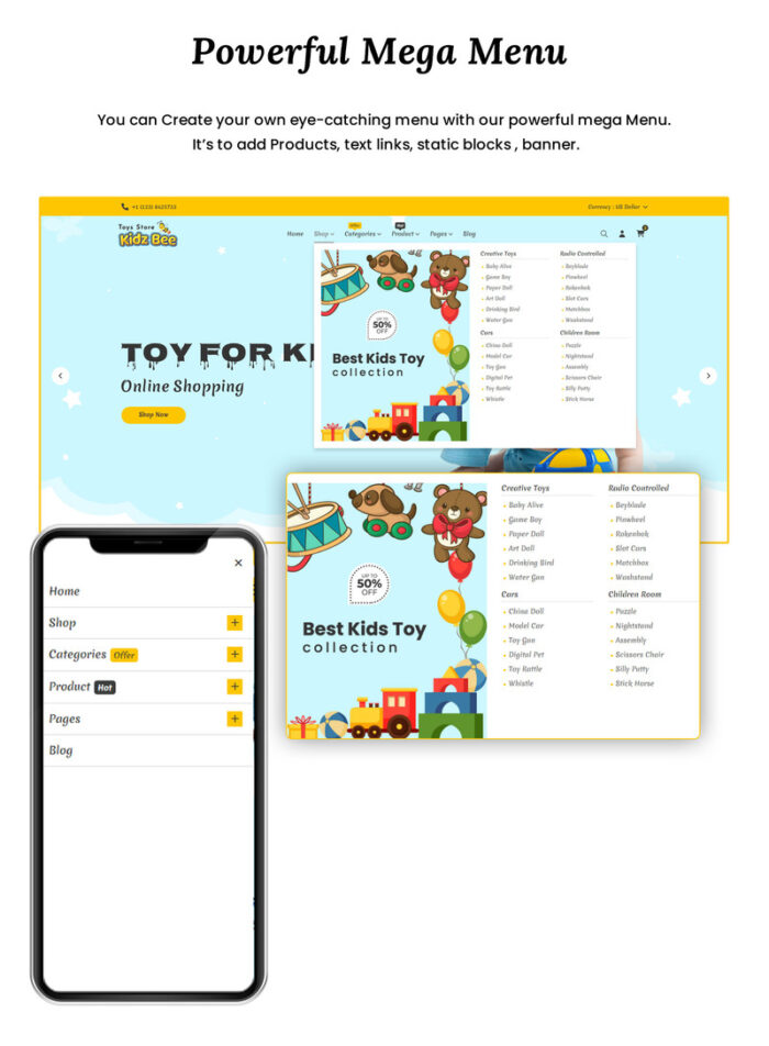 KidsBee Web - Bermainlah dengan Template Web HTML yang Menyenangkan dan Berwarna-warni untuk Mainan Anak-anak! - Fitur Gambar 2