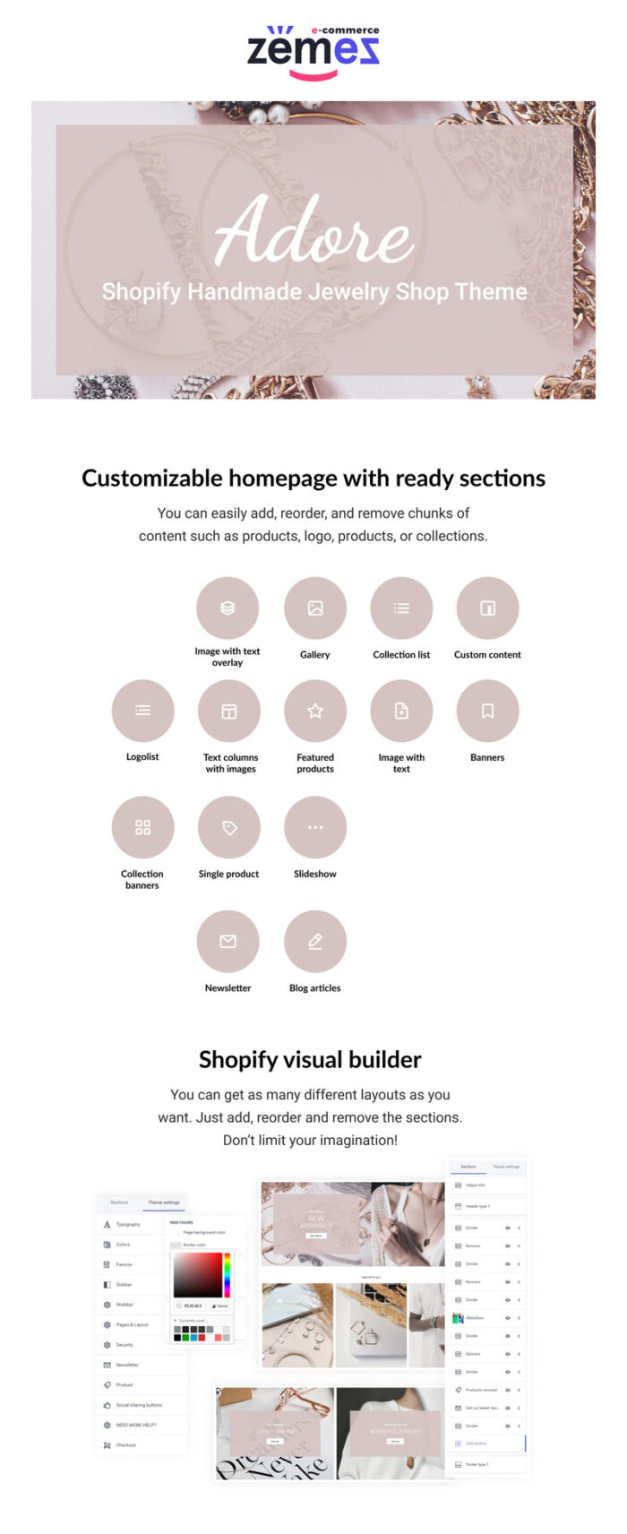 Adore - Tema Toko Perhiasan Buatan Tangan Shopify - Fitur Gambar 1