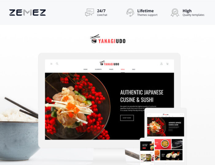 YanagiUdo - Tema Magento Restoran Jepang - Fitur Gambar 1