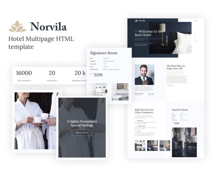 Norvila - Template Situs Web HTML5 Hotel Mewah - Fitur Gambar 1