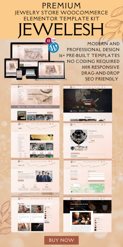 Jewelesh - Kit Template WooCommerce Elementor Toko Perhiasan dan Kosmetik - Fitur Gambar 1