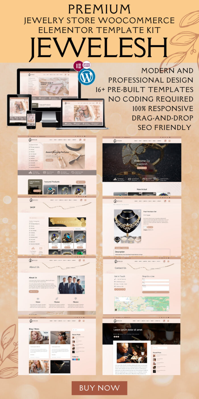 Jewelesh - Kit Template WooCommerce Elementor Toko Perhiasan dan Kosmetik - Fitur Gambar 1