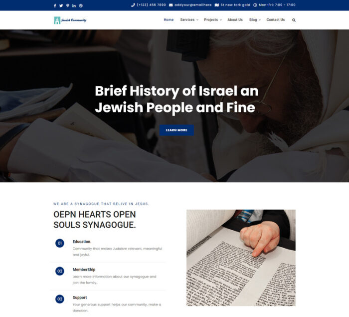 Template HTML Komunitas Yahudi & Sinagog - Fitur Gambar 1