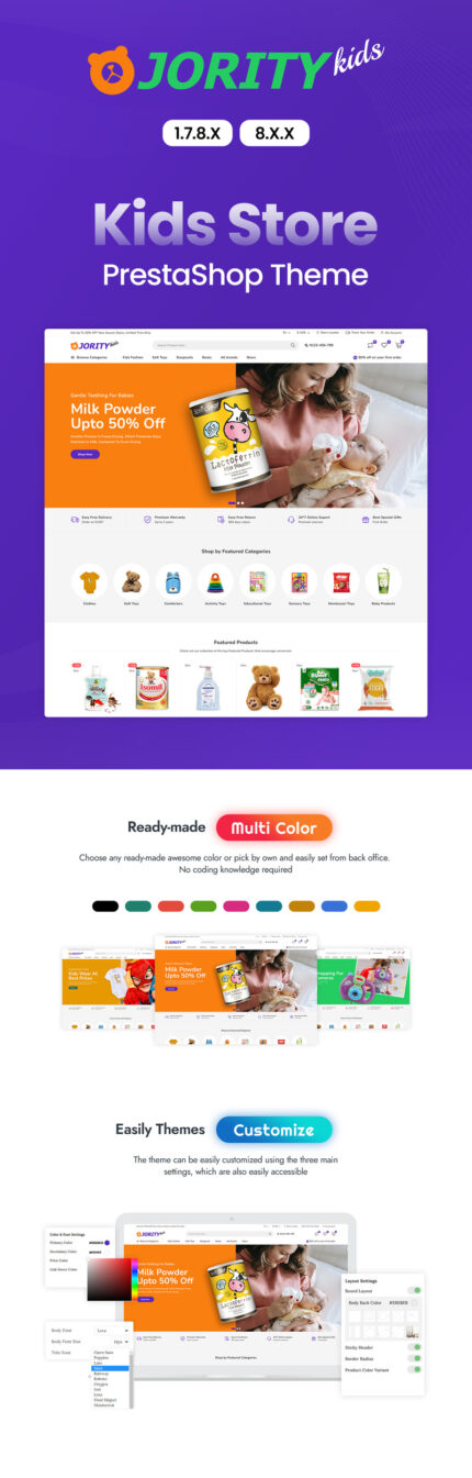 Tema PrestaShop Jority Kids, Makanan Bayi dan Mainan - Fitur Gambar 1