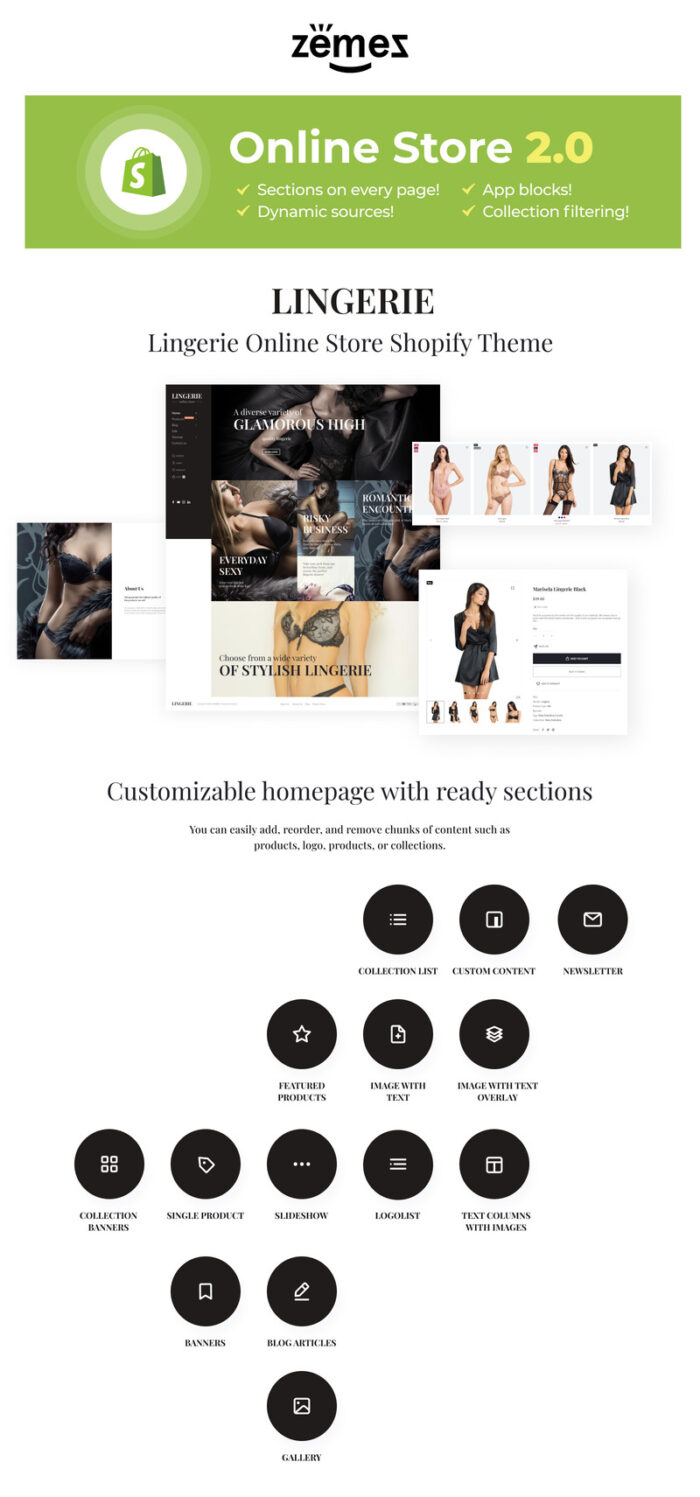 Tema Shopify Responsif Lingerie untuk Pakaian Dalam - Fitur Gambar 1