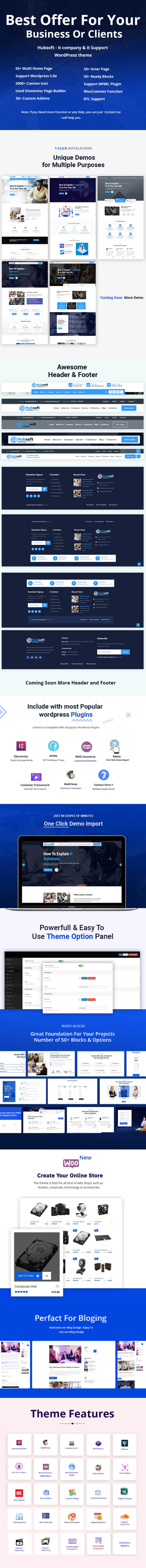 Hubsoft - Tema WordPress Elementor Solusi TI & Dukungan TI - Fitur Gambar 1