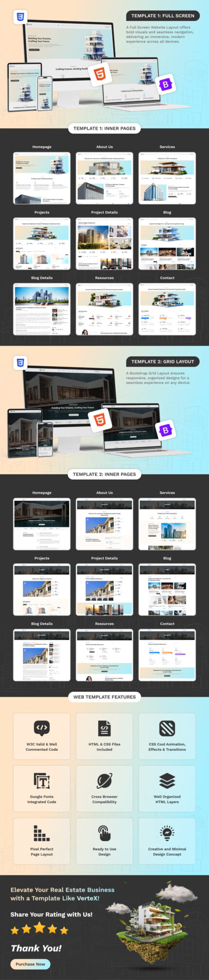 Vertex - Template Situs Web HTML5 Real Estat Berganda - Fitur Gambar 1