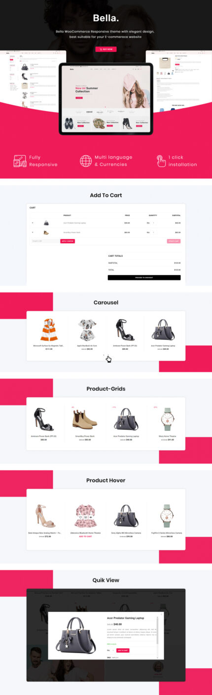 Bella - Tema WooCommerce Toko eCommerce Fashion - Fitur Gambar 1