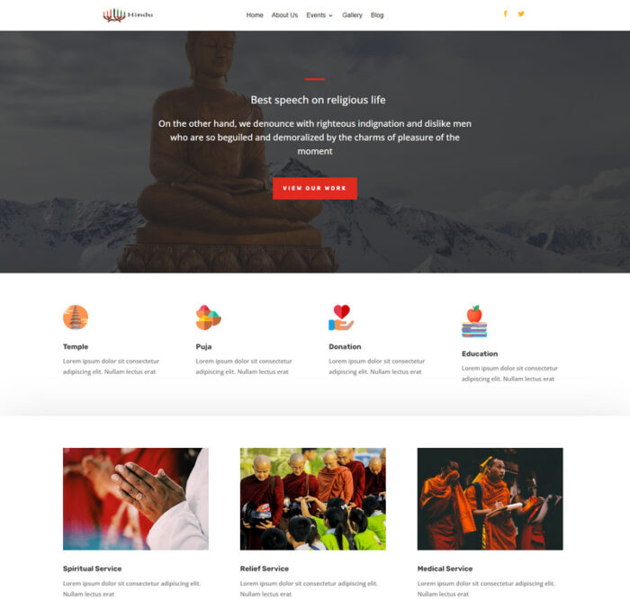 Tema Wordpress Kuil Gereja Agama Hindu - Fitur Gambar 1