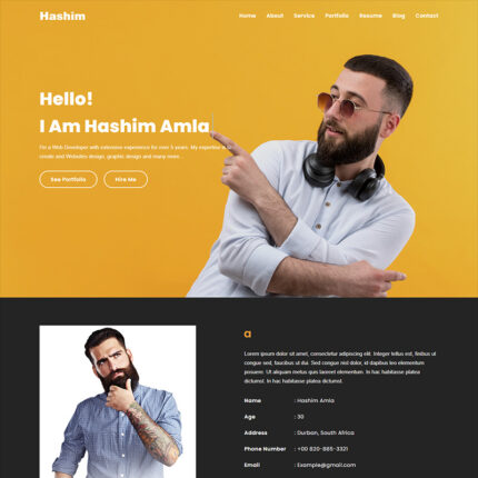 Template Halaman Arahan HTML5 Portofolio Pribadi Hashim - Fitur Gambar 1