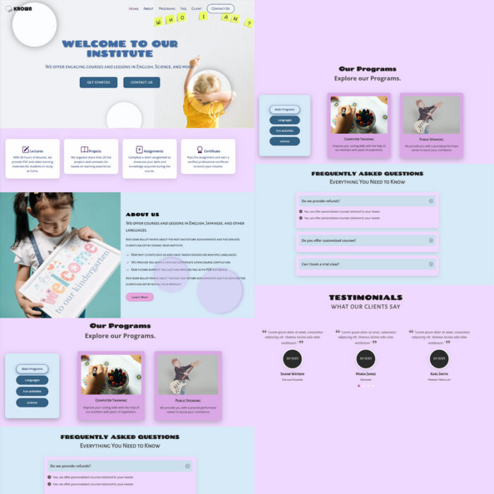 Krown MultiPurpose- Landing Page Template - Paket 4 template 2 unik dan 2 varian warna - Fitur Gambar 2