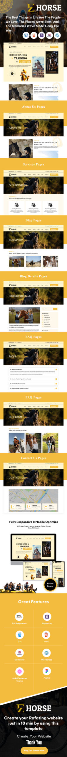 EZ Horse – Template Modern untuk Pelatihan Kuda dan Layanan Joki - Fitur Gambar 1