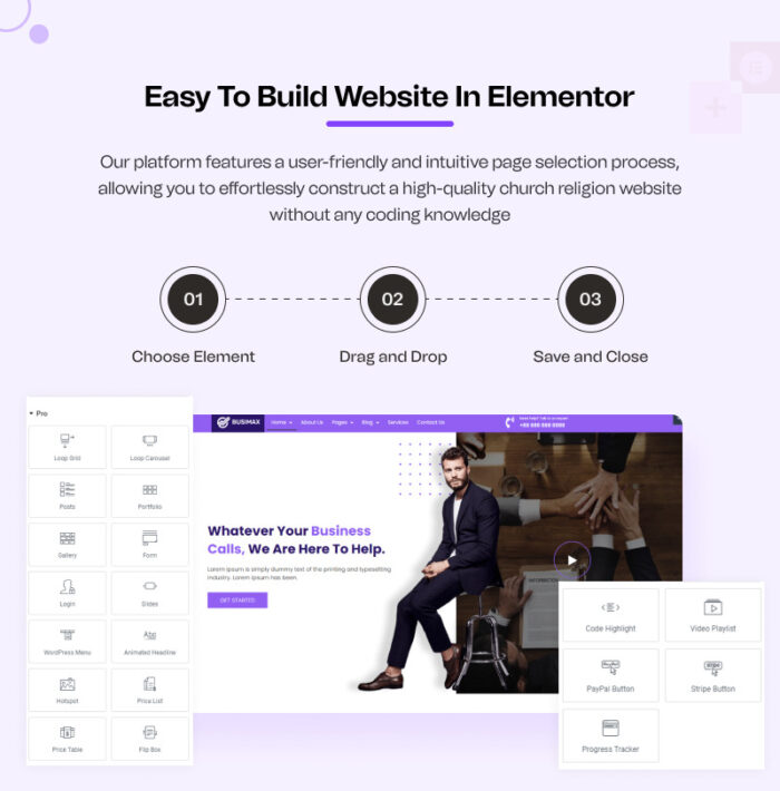 Busimax - Layanan Bisnis dan Konsultasi Kit Elementor Siap Pakai - Fitur Gambar 2