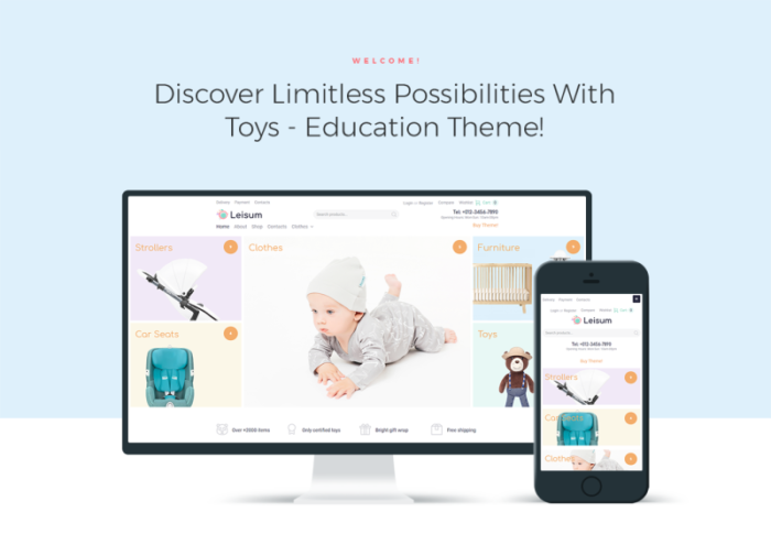 Leisum - Tema ECommerce Minimal Elementor WooCommerce Toko Anak-anak - Fitur Gambar 1