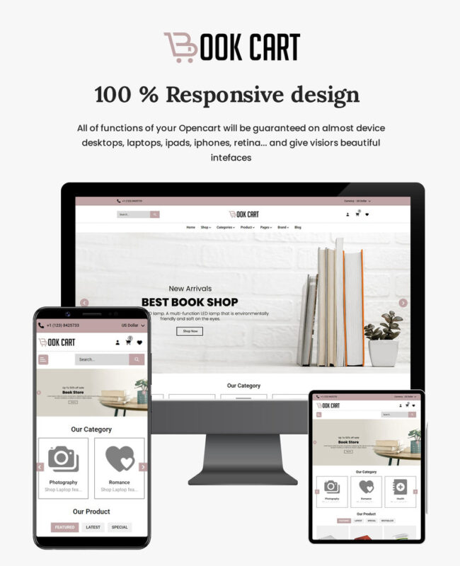 Book Cart: Tema OpenCart 4.0.1.1 Serbaguna untuk Penjual Buku Online - Fitur Gambar 1