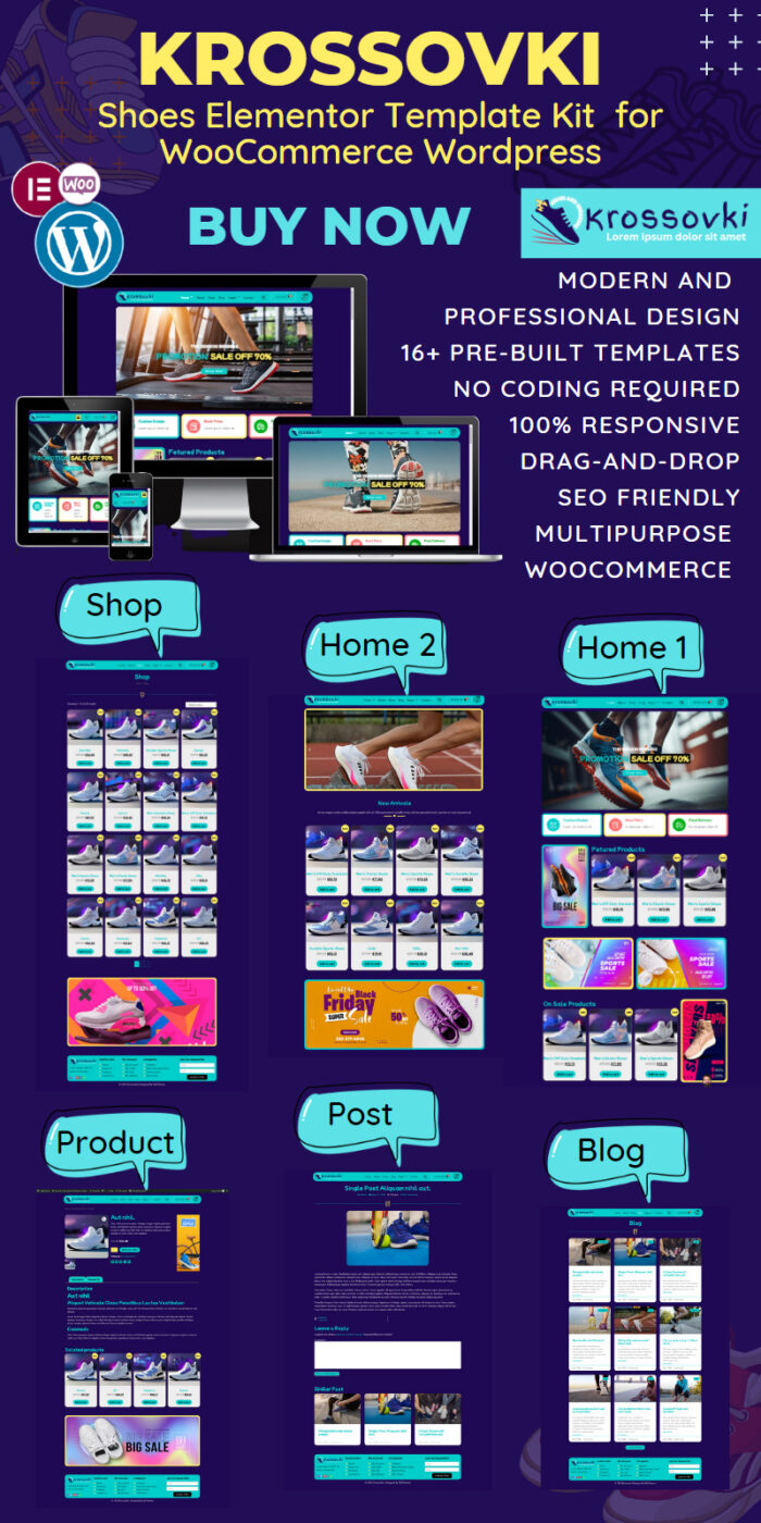 Krossovki - Sepatu Lari, Toko Olahraga Kit template Woocommerce Elementor - Fitur Gambar 1