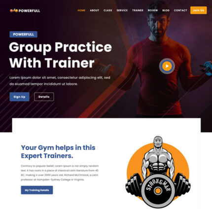 Tema Halaman Arahan HTML5 Gym & Fitness yang Kuat - Fitur Gambar 1