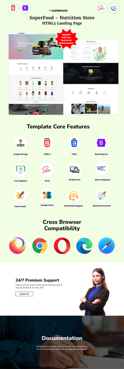 SuperFood - Halaman Arahan HTML5 Toko Nutrisi - Fitur Gambar 1