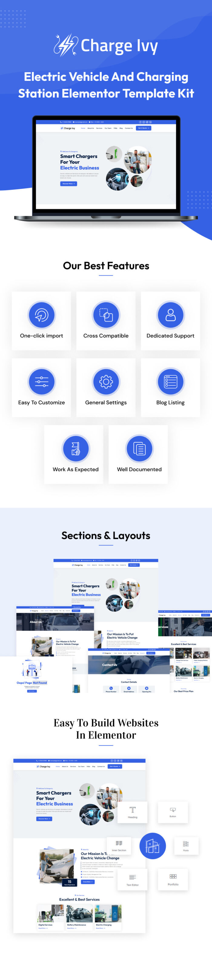 Charge Ivy - Kit Template Elementor untuk Kendaraan Listrik dan Stasiun Pengisian Daya - Fitur Gambar 1