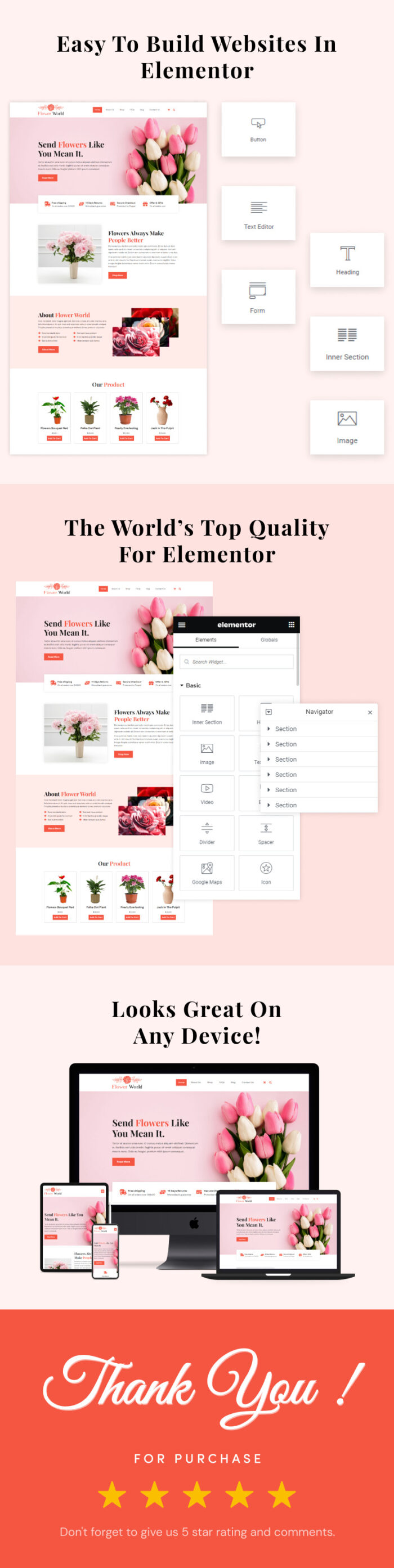 Flower World - Kit Template Elementor Penjualan Bunga Online - Fitur Gambar 2