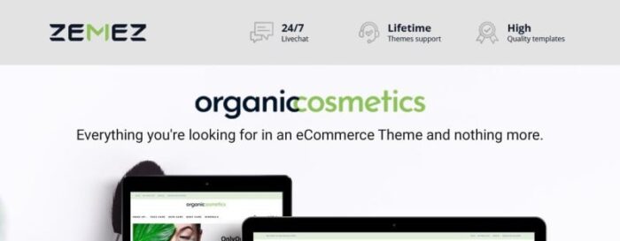 OrganicCosmetics - Tema Magento Toko Kosmetik eCommerce Bersih - Fitur Gambar 1