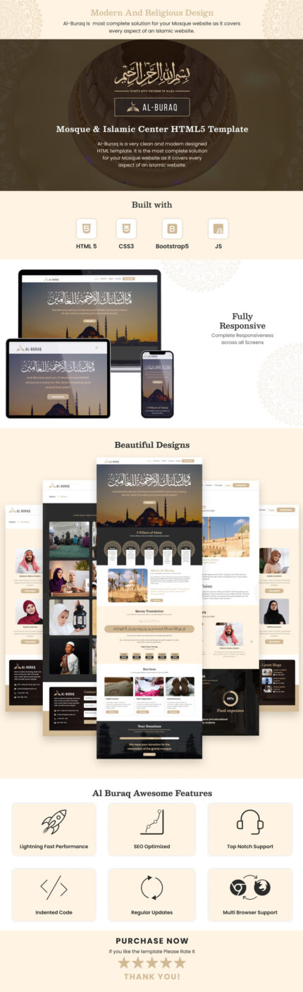 Template HTML Al-Buraq – Masjid dan Pusat Islam - Fitur Gambar 1