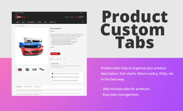 AutoPartz - Tema Prestashop Responsif - Fitur Gambar 5