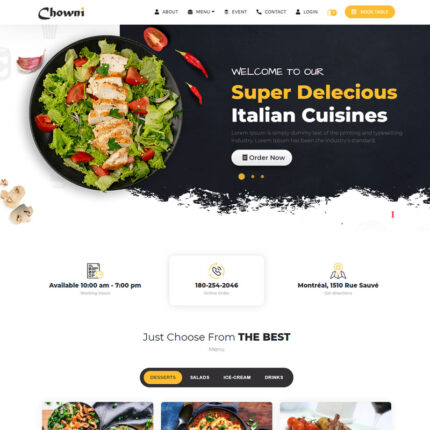 Chowni - Template Situs Web HTML5 Restoran dan Pengiriman Makanan Online - Fitur Gambar 1