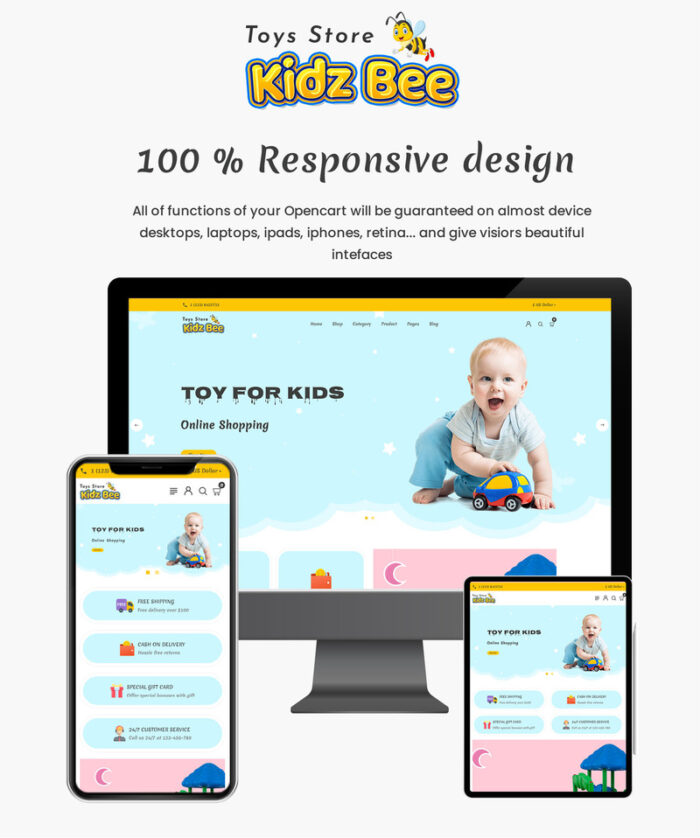 Kidzbee - tema opencart untuk anak-anak dan mainan - Fitur Gambar 1