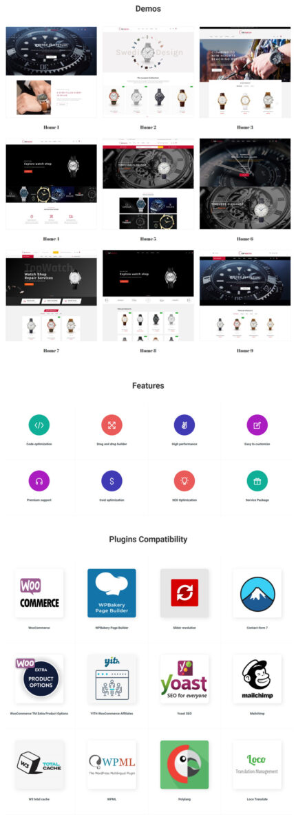 TopWatch – Tema WordPress Elementor Layanan Toko Jam Tangan & Perbaikan - Fitur Gambar 1