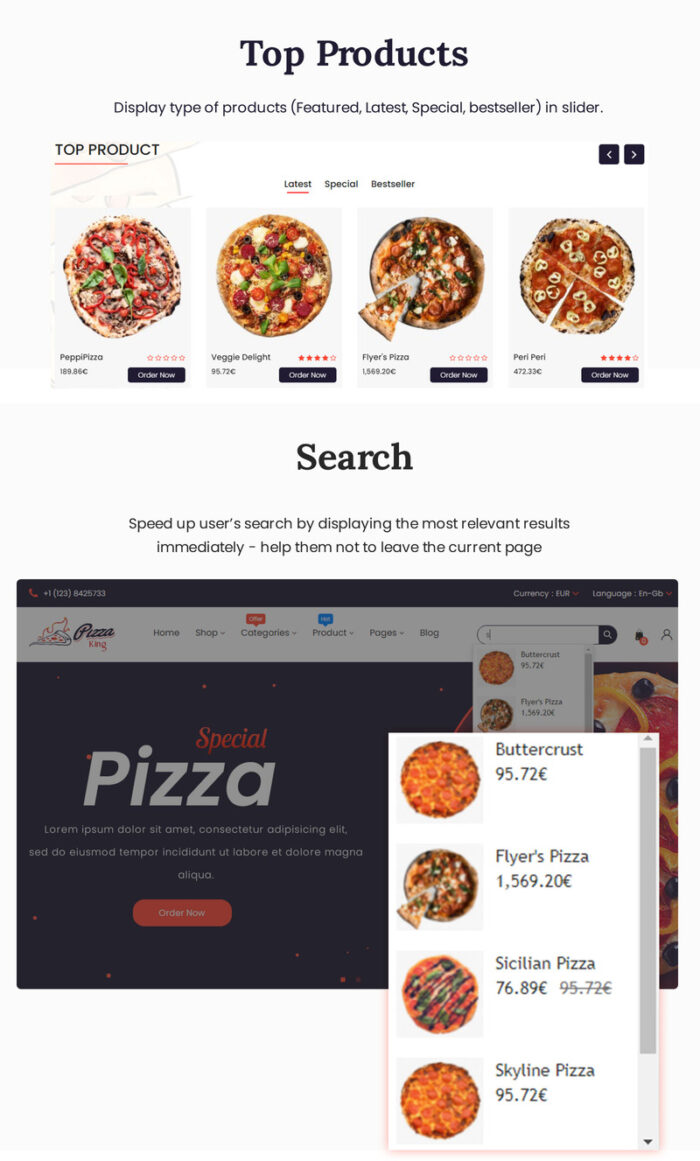 Template OpenCart Responsif Restoran Online Pizzaking - Fitur Gambar 3