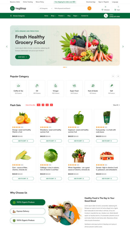 VegShop - Template Situs Web HTML Toko Kelontong Online & Makanan Organik - Fitur Gambar 1