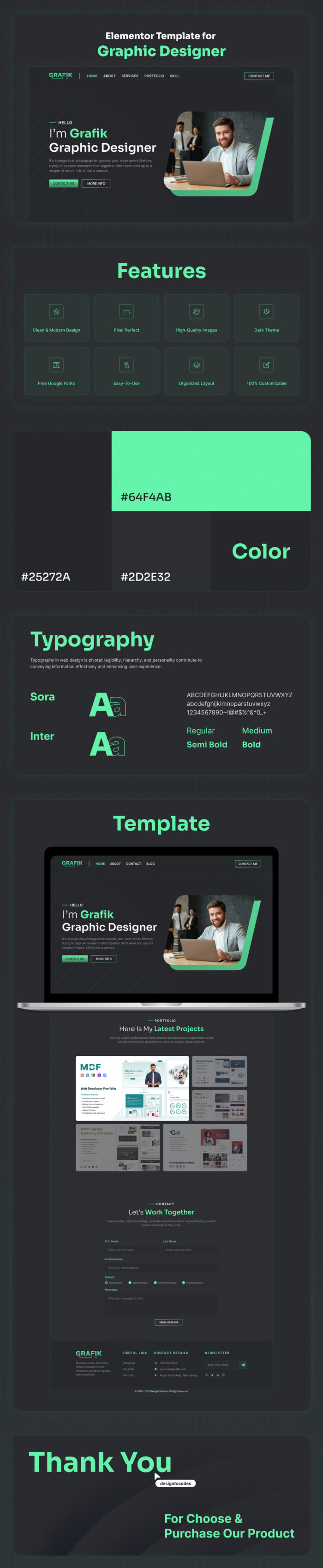 Grafik v3 – Template Portofolio Elementor untuk Desainer Grafis - Fitur Gambar 1