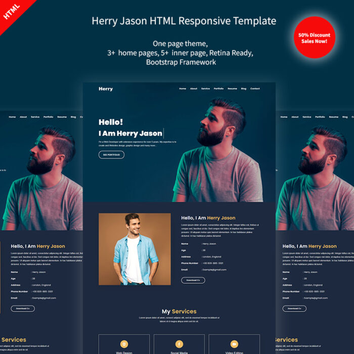 Template Halaman Arahan HTML5 Portofolio Pribadi Herry - Fitur Gambar 1