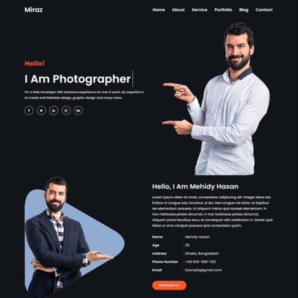 Templat Halaman Arahan HTML5 Portofolio Pribadi Miraz - Gambar Fitur 1